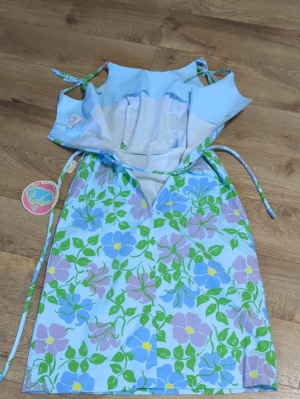 Vintage THE VESTED GENTRESS Floral Hand Screened Poly Cotton Dress Sz 12 NWT - Picture 11 of 15